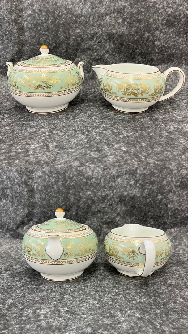 大人気☆ウェッジウッド☆コロンビア☆セージグリーン☆ティーセット☆金彩☆グリーン