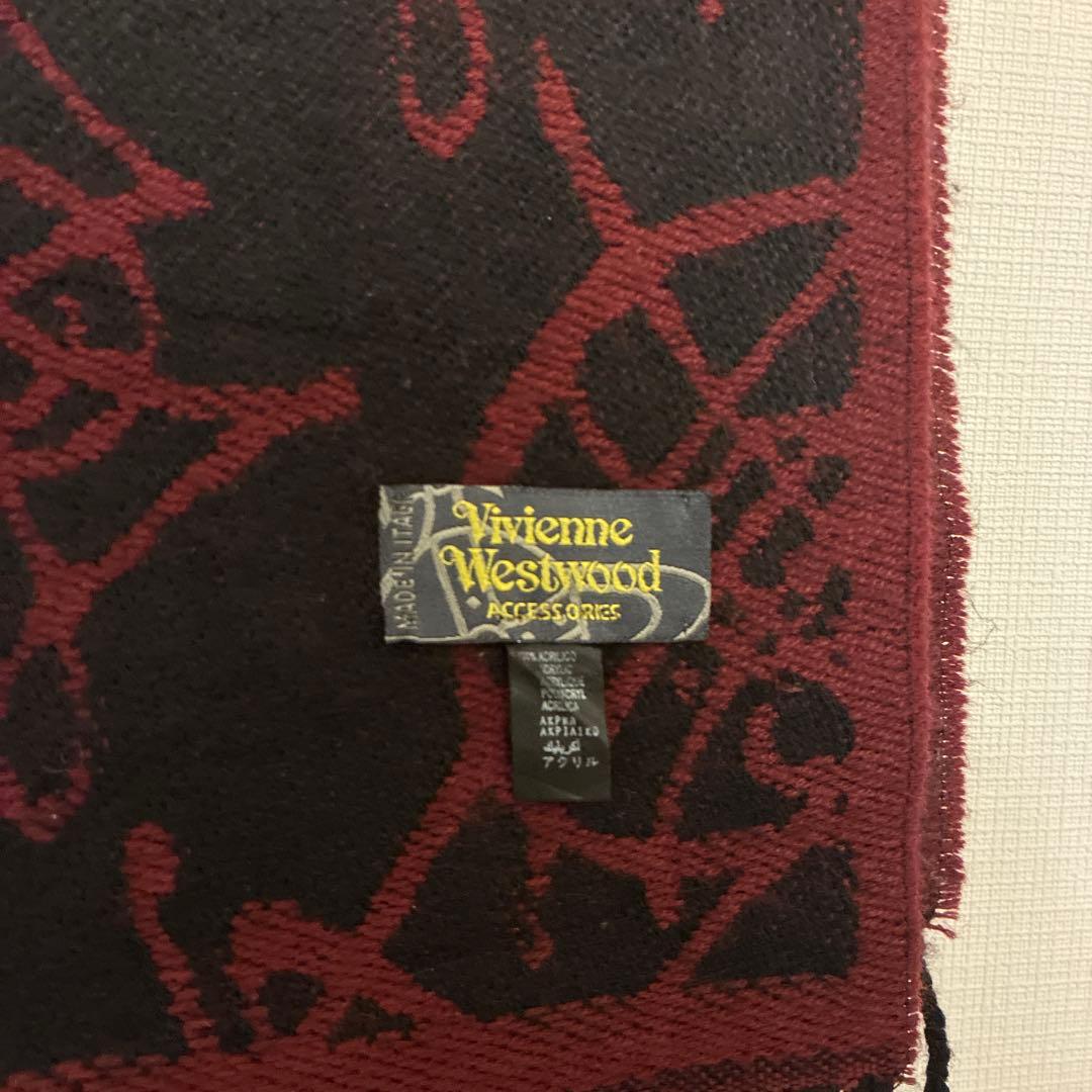 Vivienne Westwood　オーブ総柄 マフラー　赤黒リバーシブル