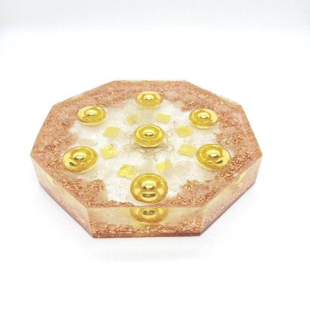 『金運七万倍 進化形オルゴナイト八角形プレート』金運アップ オルゴナイト　360