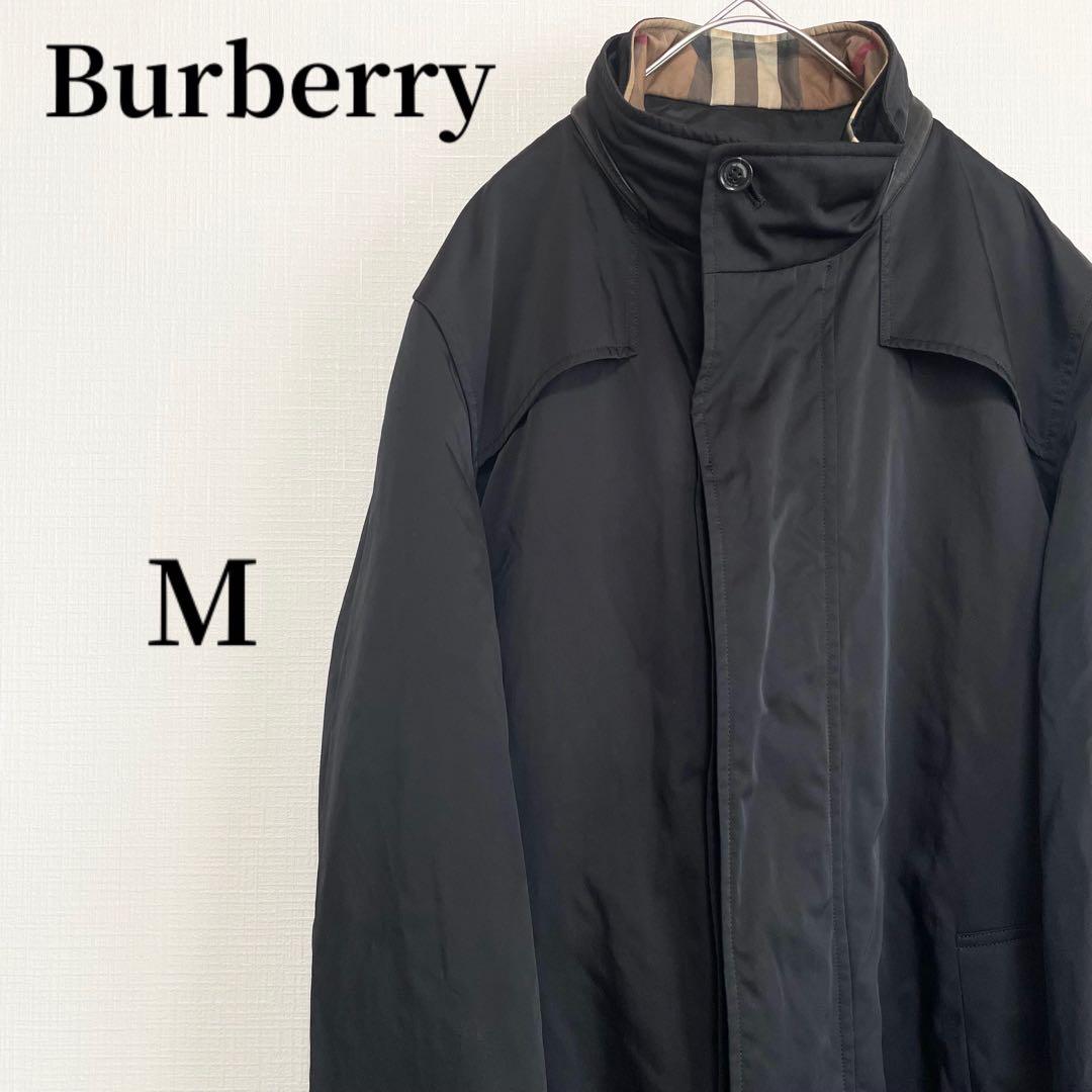 バーバリー ステンカラーコート【M】ブラック シンプル 仕事 春 ライナー脱着