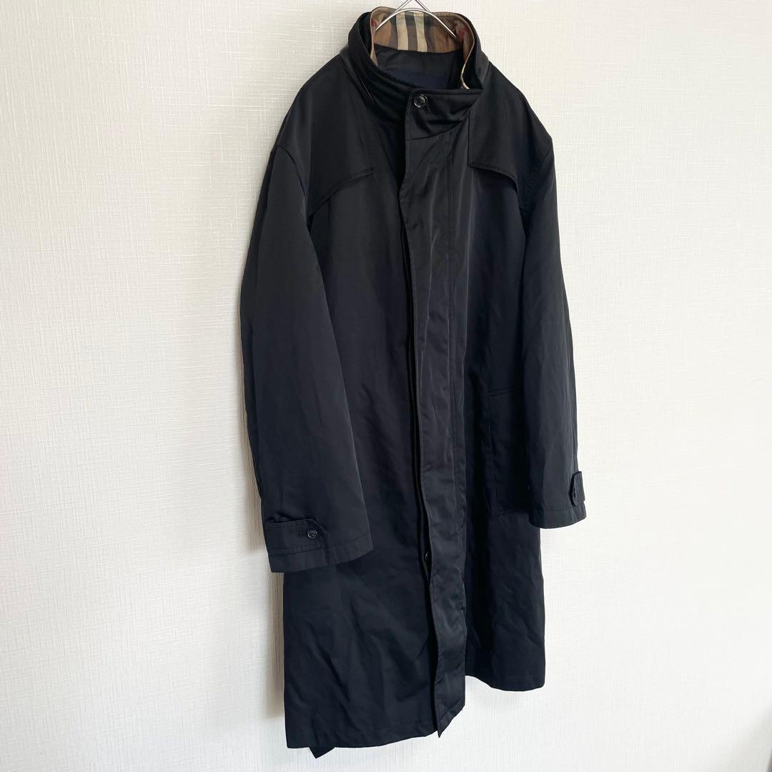 バーバリー ステンカラーコート【M】ブラック シンプル 仕事 春 ライナー脱着