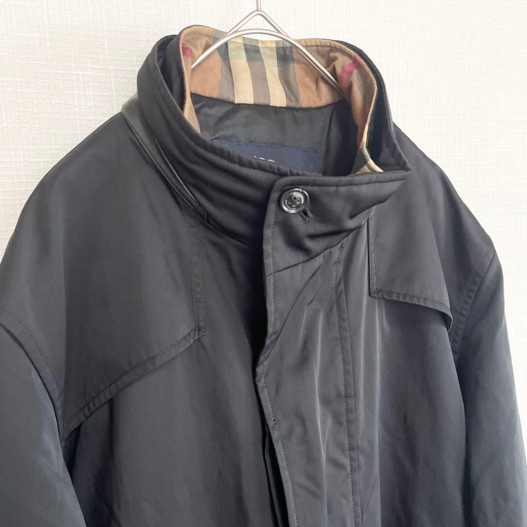 バーバリー ステンカラーコート【M】ブラック シンプル 仕事 春 ライナー脱着