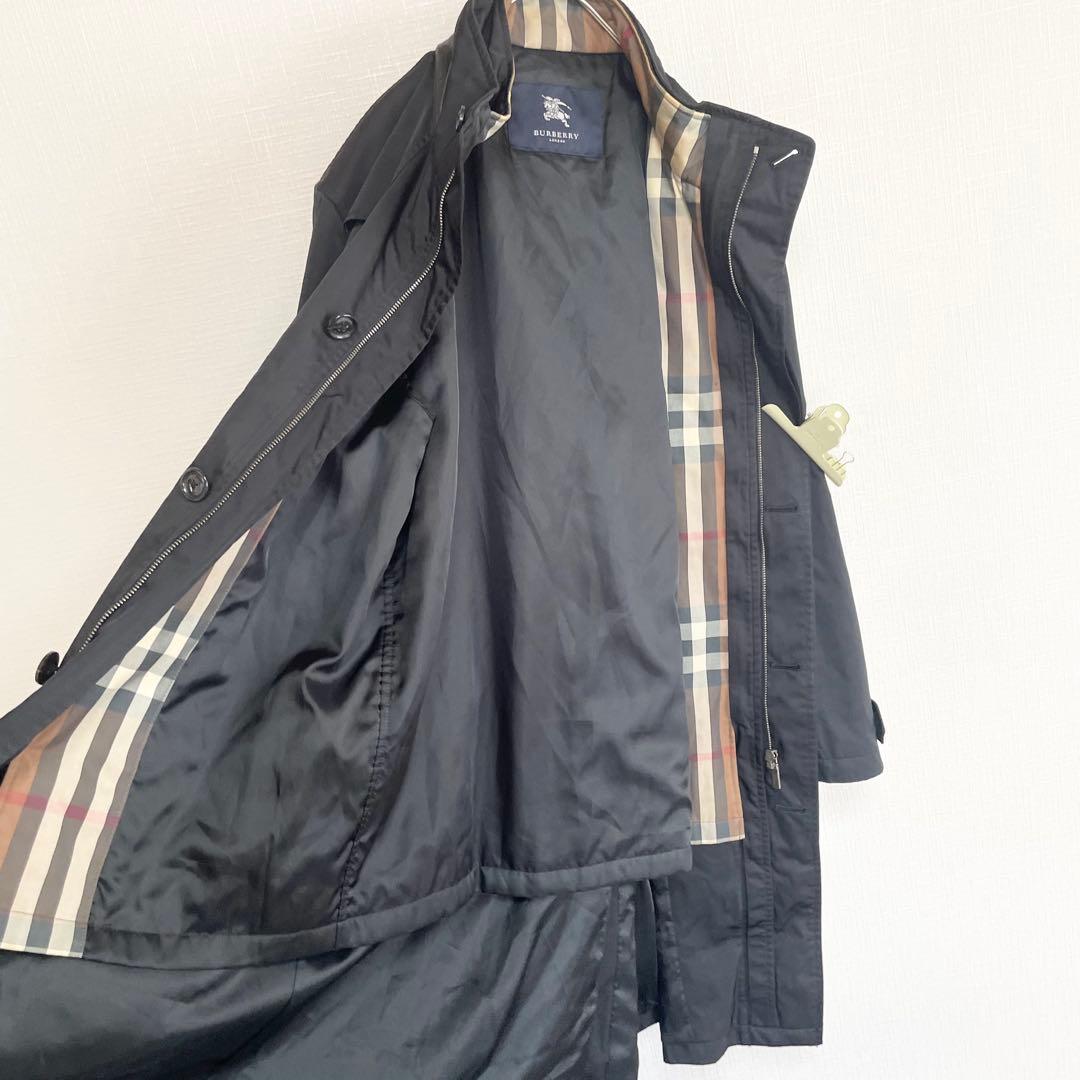 バーバリー ステンカラーコート【M】ブラック シンプル 仕事 春 ライナー脱着