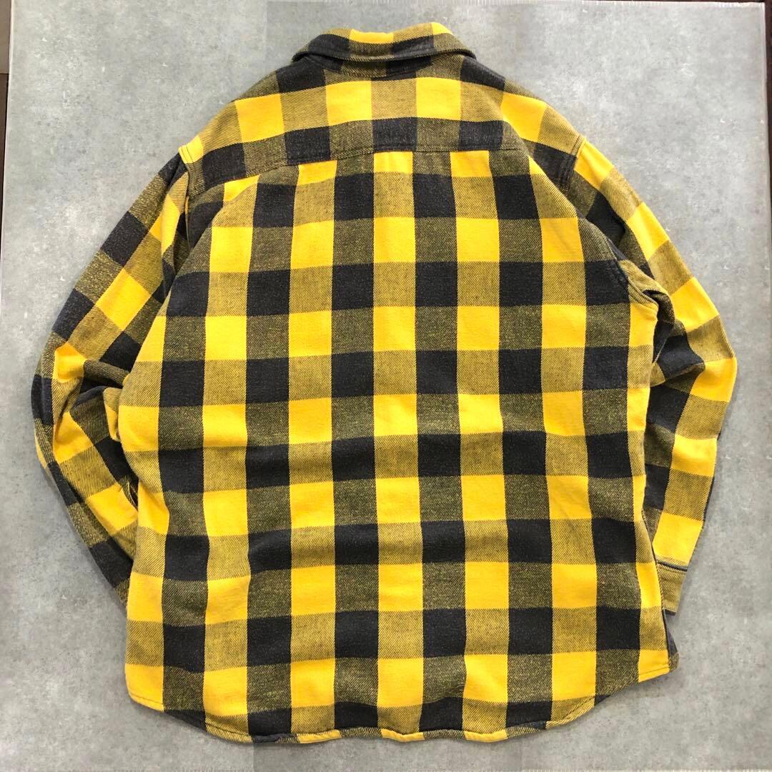 90s USA製 Prentiss ネルシャツ バッファローチェック イエロー