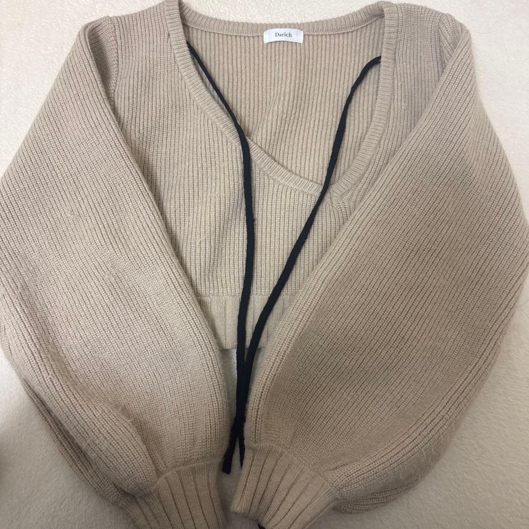 Darich ダーリッチ アシメレイヤードニットトップス ベージュ