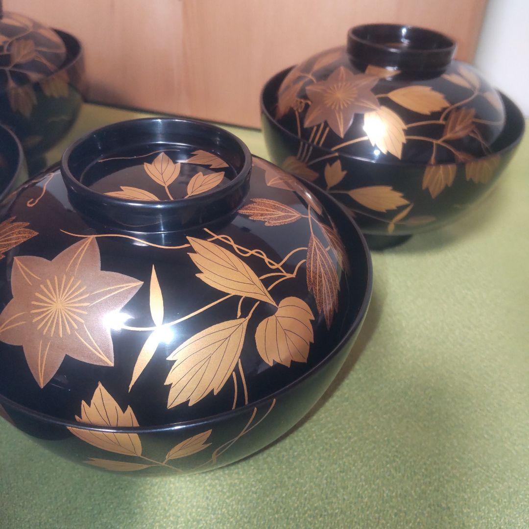 輪島塗 吸い物椀 鉄線 蒔絵 前田定治郎謹製 椀 蓋付 御椀