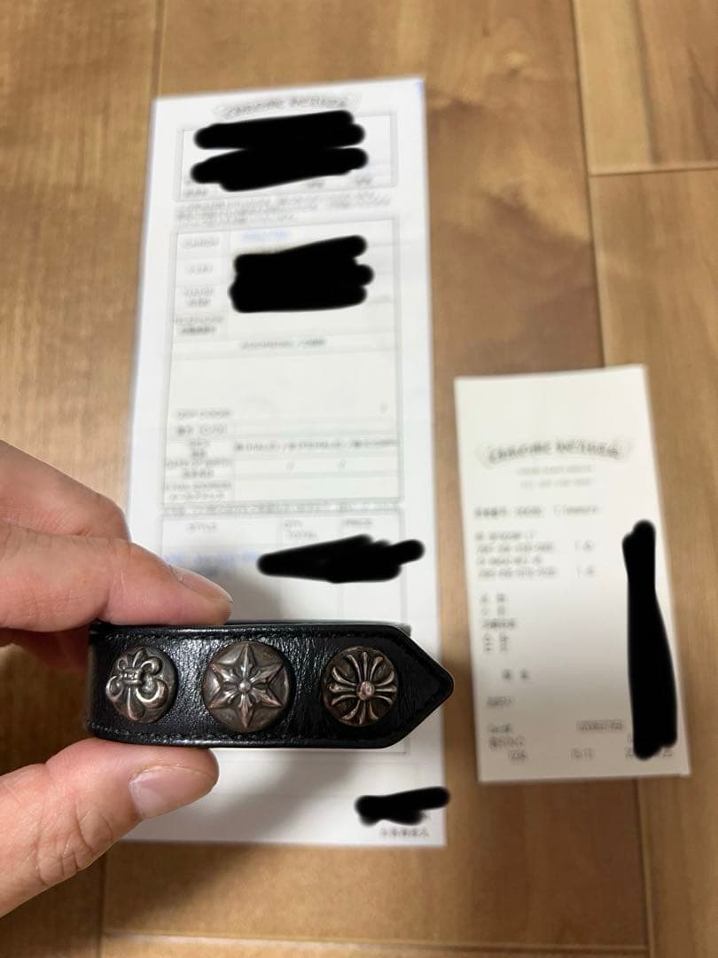 クロムハーツ レザー バングル 3ボタン2スナップ バングル マルチ