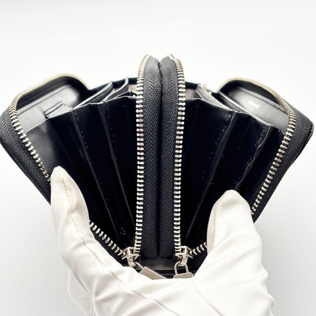 【極美品】カステルバジャック 2層 オーガナイザー 財布 ダブルファスナー 黒