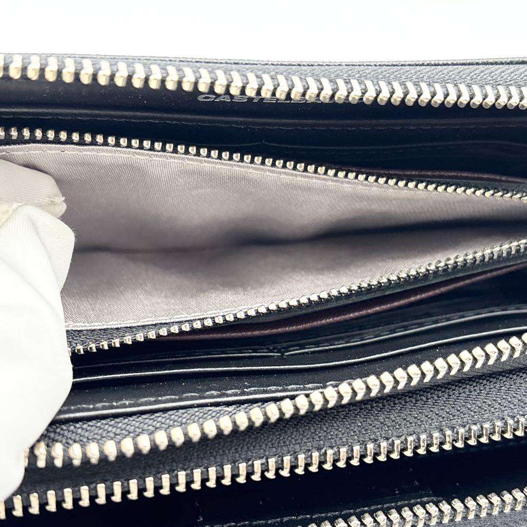 【極美品】カステルバジャック 2層 オーガナイザー 財布 ダブルファスナー 黒