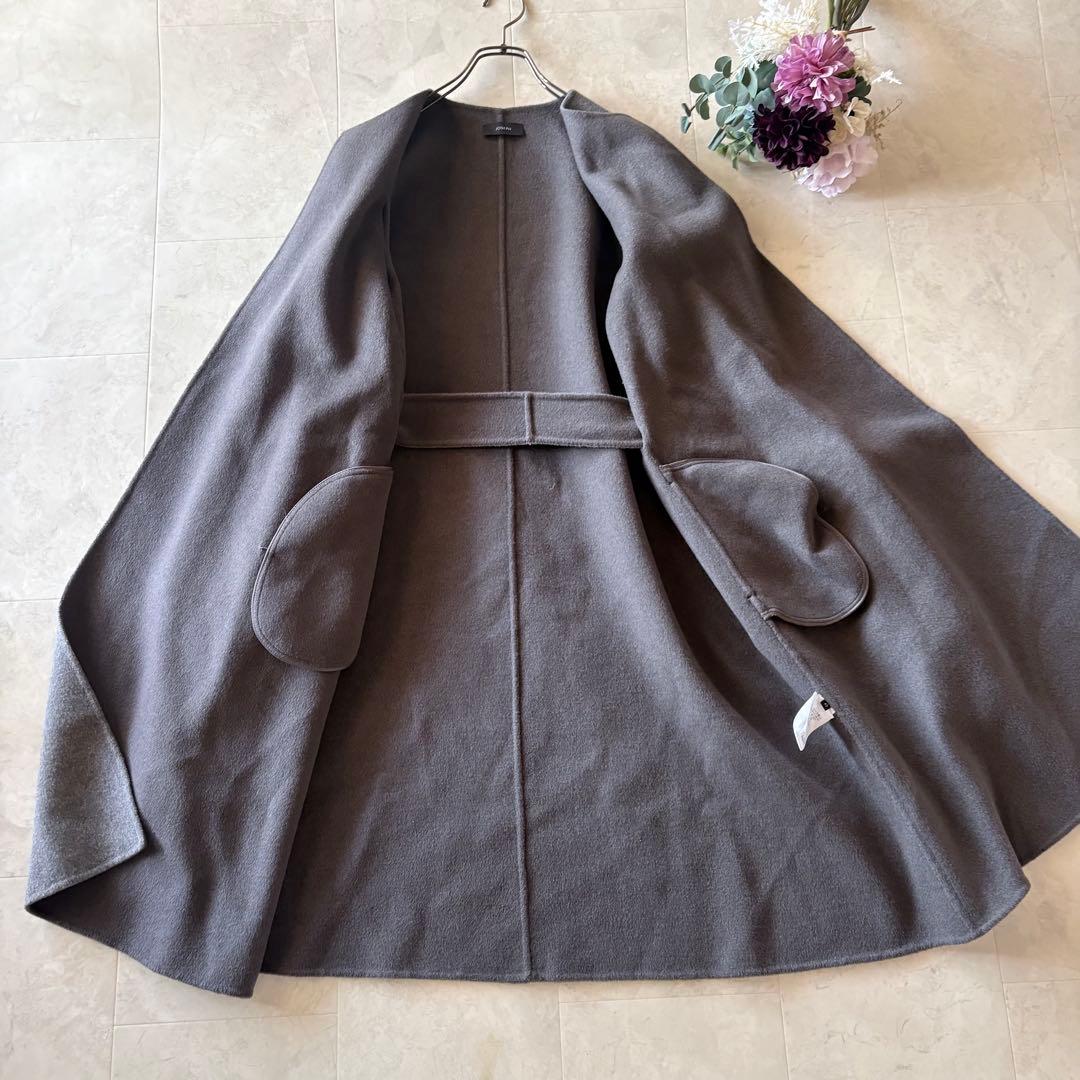 NO.7-138 JOSEPH カラーレスロングコートカシミヤダブルフェイス40