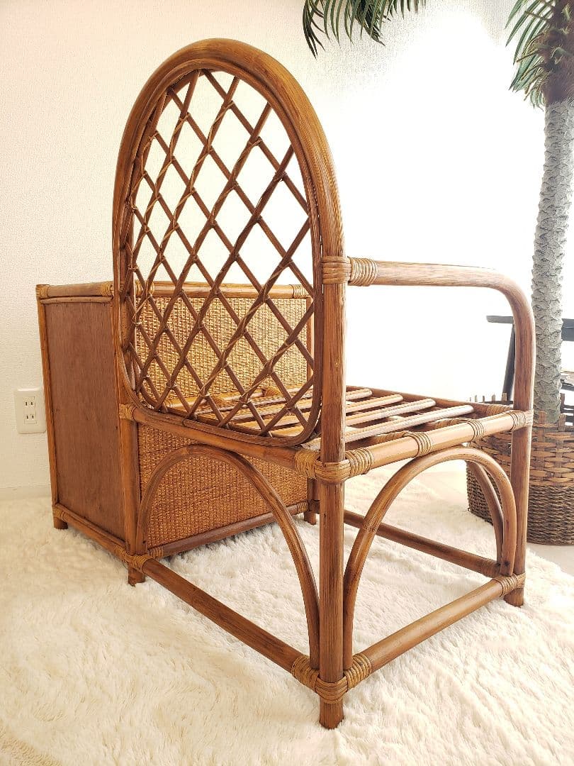 ヴィンテージ ラタン 藤家具 ラタンチェア サイドテーブル 収納ボックス 古民具
