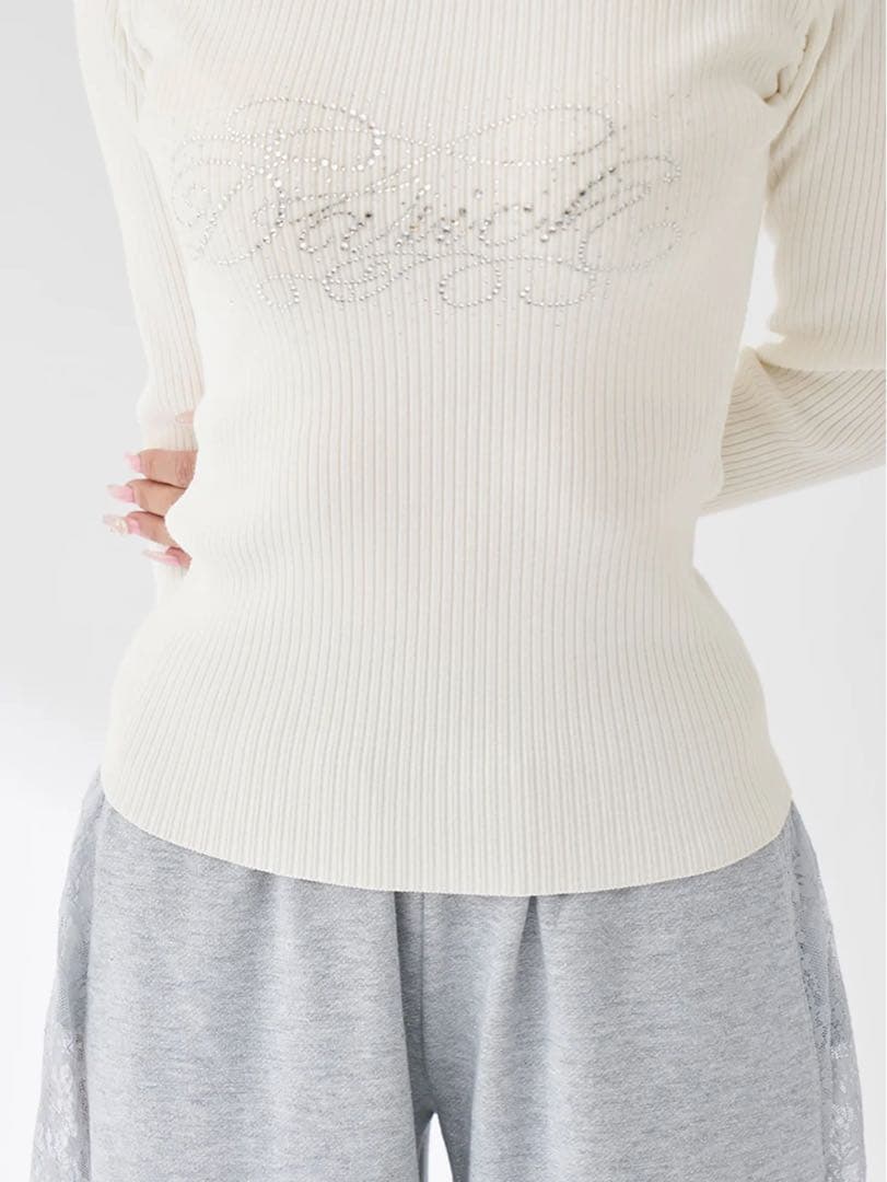 Darich☆ビジューロゴボートネックニットトップス新品未使用タグ付き