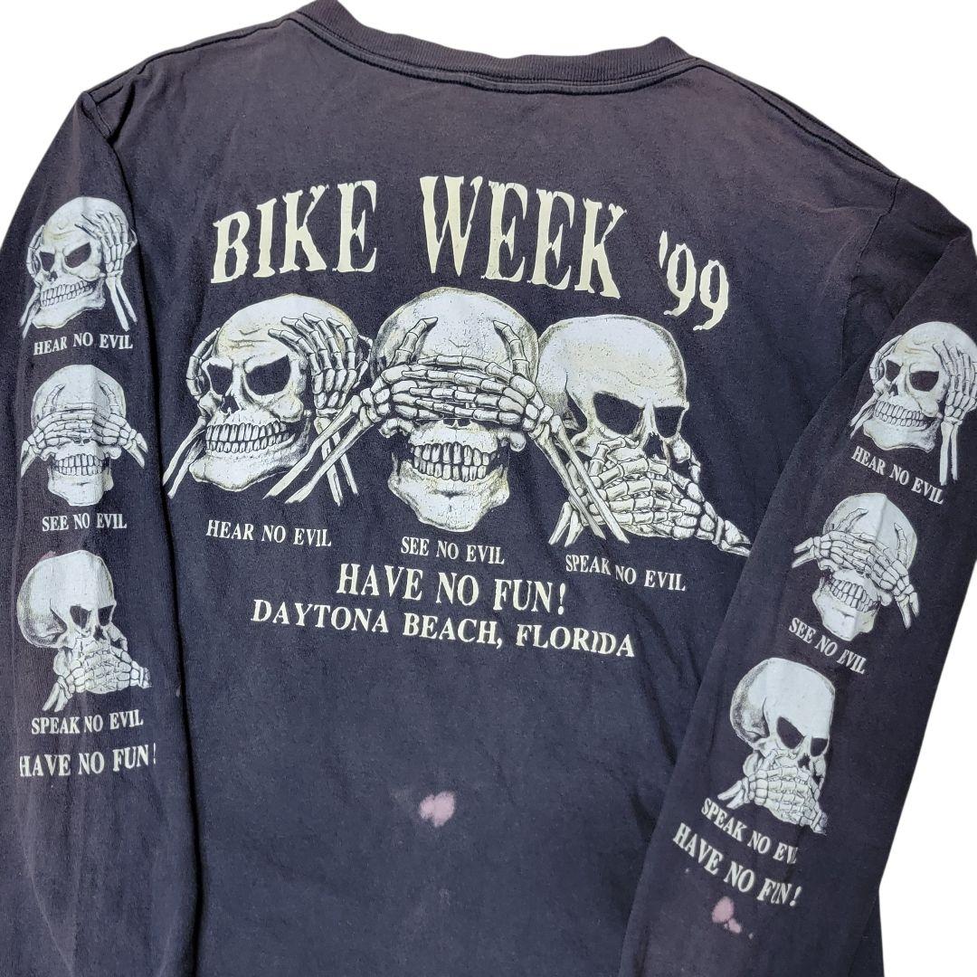 【神フェード】三猿スカル BIKE WEEK 99S デイトナ 希少 ロンT