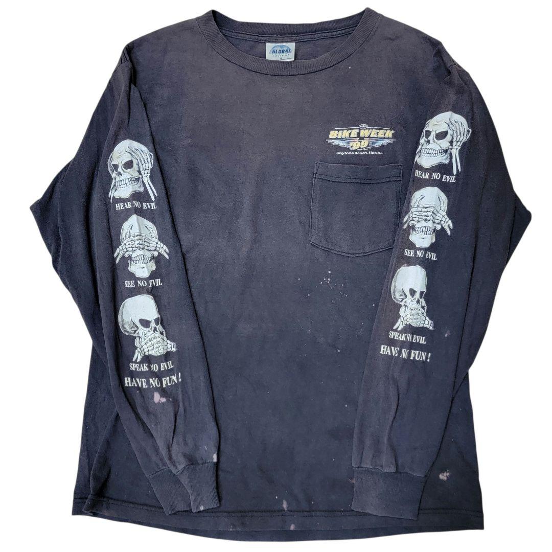 【神フェード】三猿スカル BIKE WEEK 99S デイトナ 希少 ロンT