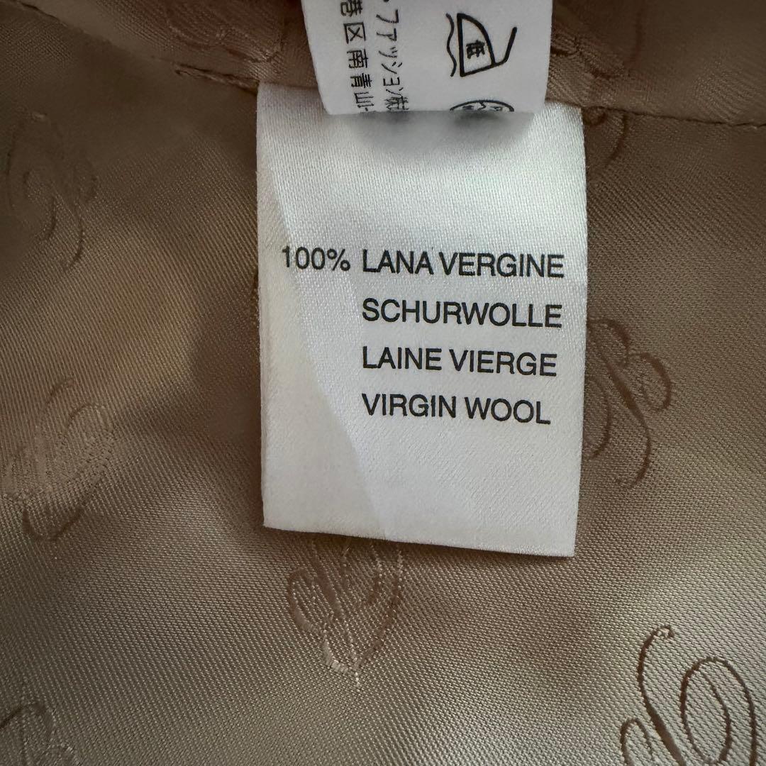 【未使用に近い】ブルマリン　ロングコート　ウール　刺繍　グレージュ　Lサイズ