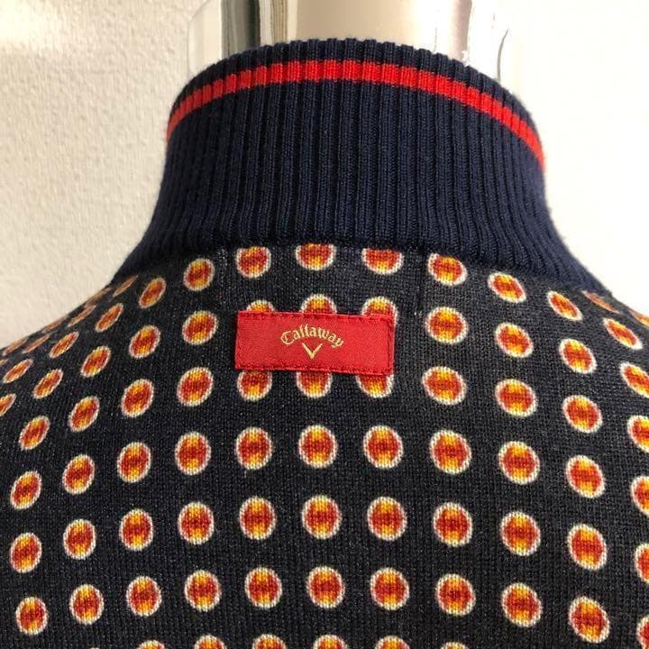 レッドレーベル★ダブルジップ ウール100% ニット ウェア ブラック 総柄 M