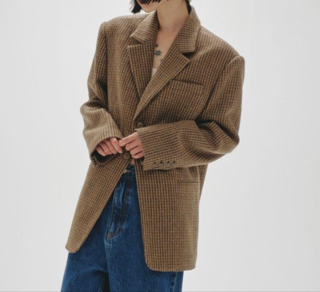 ジャケット・アウター Wool100% Check Jacket 36