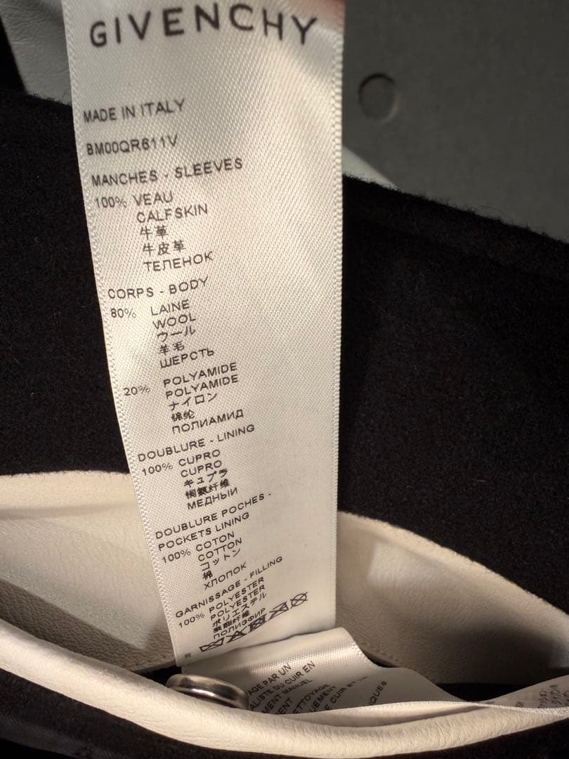 【美品】Givenchy ウール×レザー ボンバージャケット 46 国内正規品