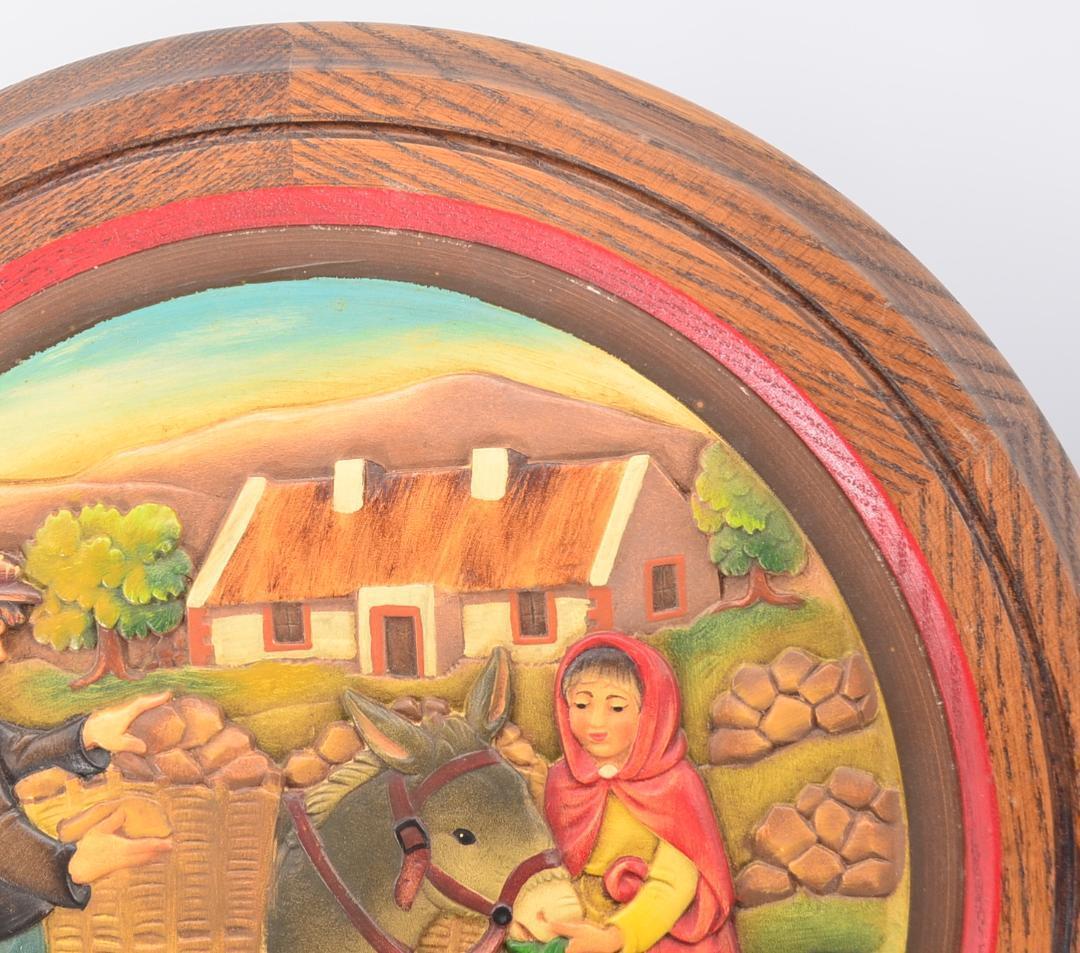 クリスマスプレート　2個セット　アンリ　ANRI　木彫り　壁掛け　ご成約済み