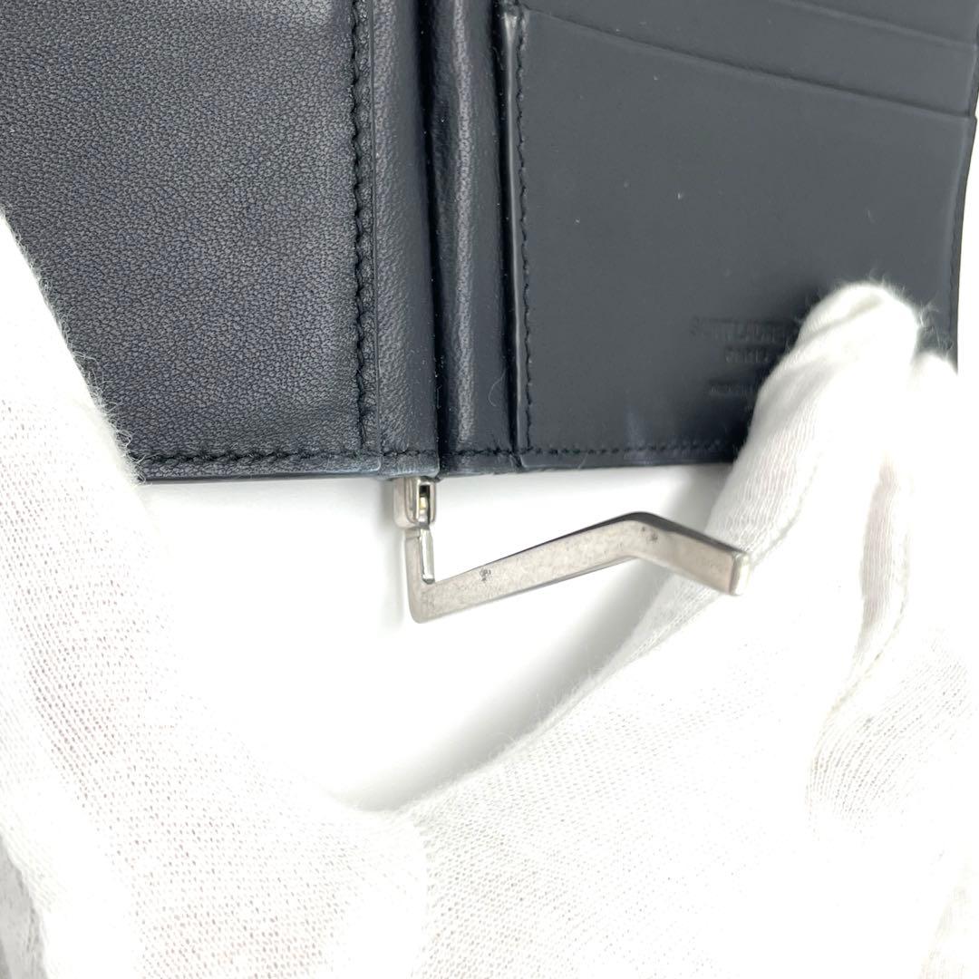 サンローラン クロコ型押し マネークリップ ブラック レザー ART378005