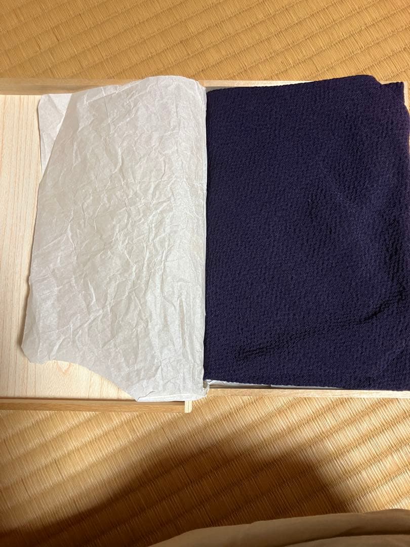 【箱付】台付き 二重帛紗 ちりめん 紫 裏千家 茶道具 茶道 正式道具