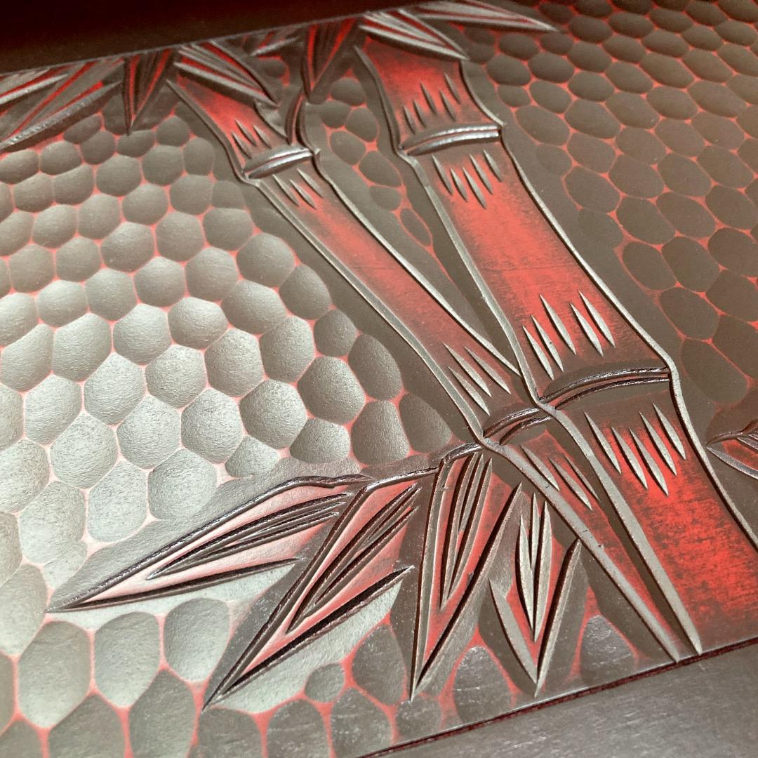 【鎌倉彫】竹模様の衣裳盆 大小2個組