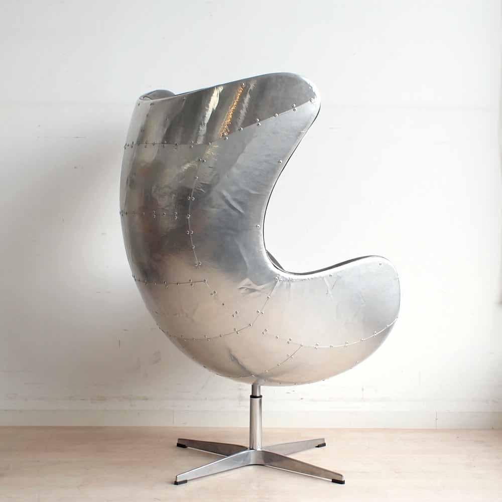 アルミニウムバック エッグチェア リプロダクト 合皮 ZR24268