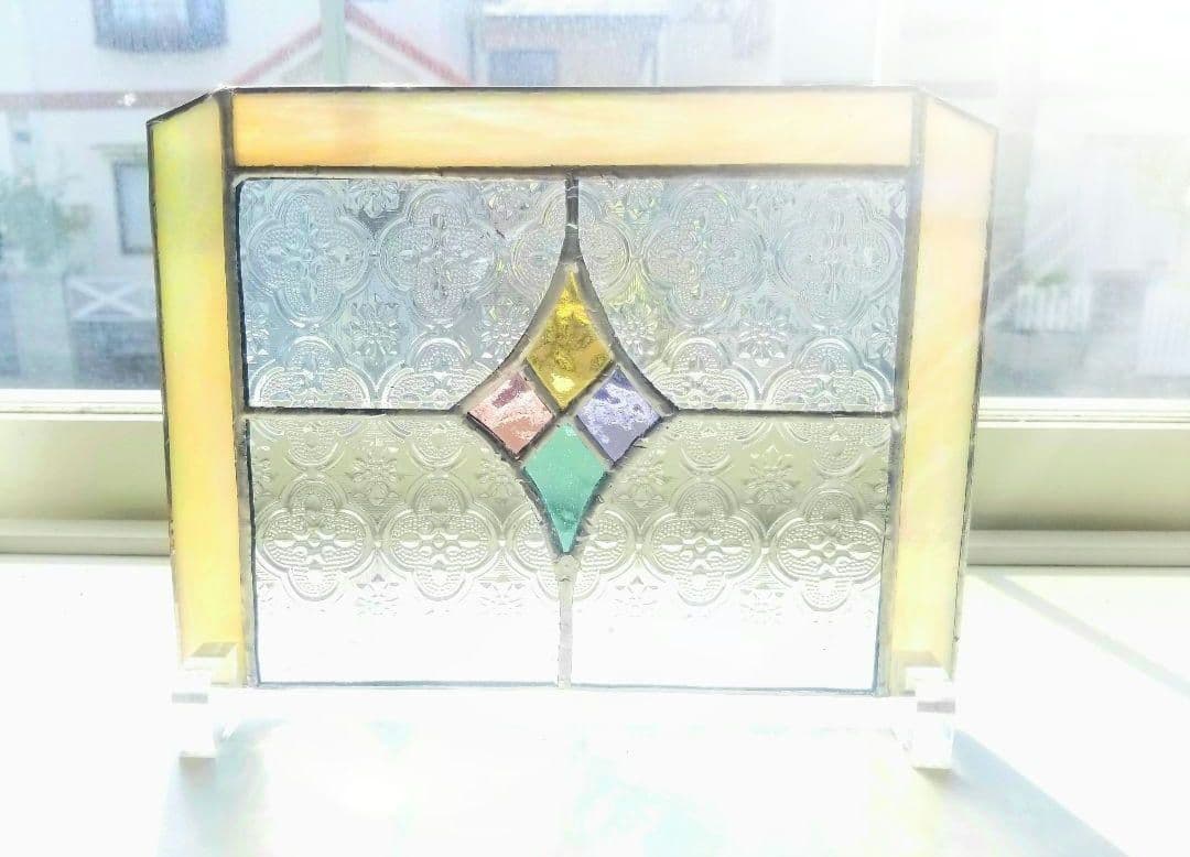 ステンドグラス　ひな人形のオーナメント(パネル付)