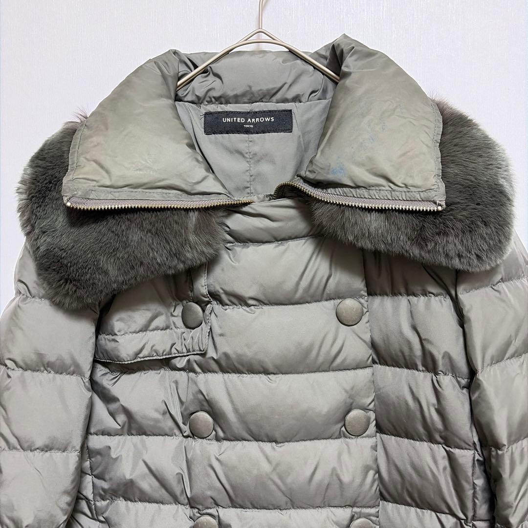 ユナイテッドアローズ ダウン コート レッキスラビット ファー 上質 高級 38