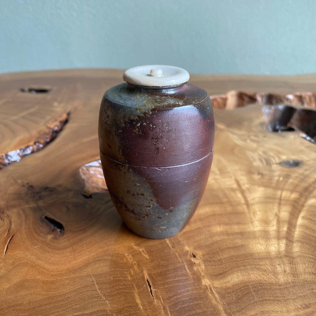 備前焼 肩衝茶入 陶峯作 茶道具 共箱