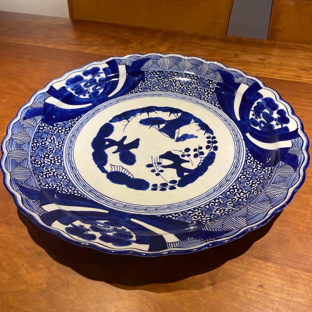 古伊万里　染付　大皿　直径45.5cm