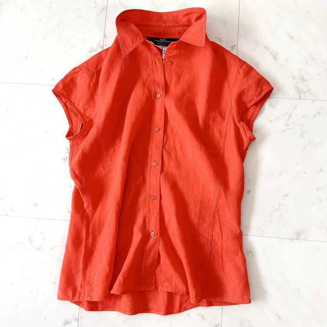 極美品♪マックスマーラ WEEKEND リネンフレンチスリーブシャツ イタリア製