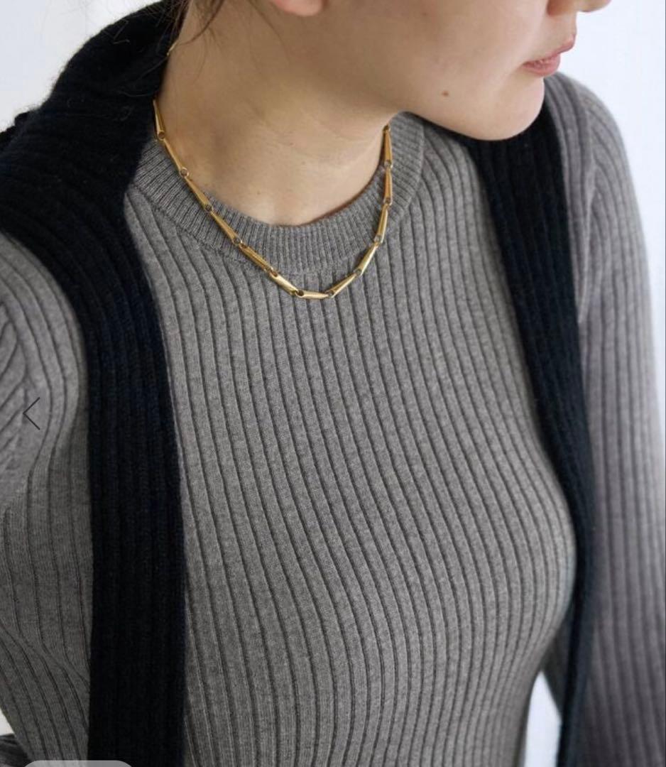 未使用　IENA メリノリブ クルーネックプルオーバー