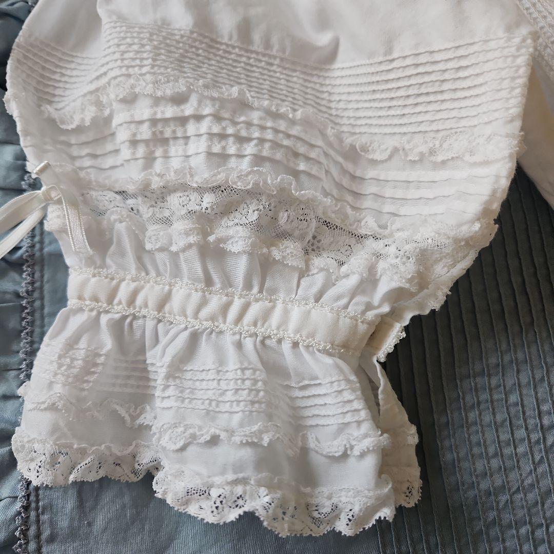 ★ピンクハウス★❤️フランスレースにサテンリボン沢山のブラウス✨白✨綿ブロード