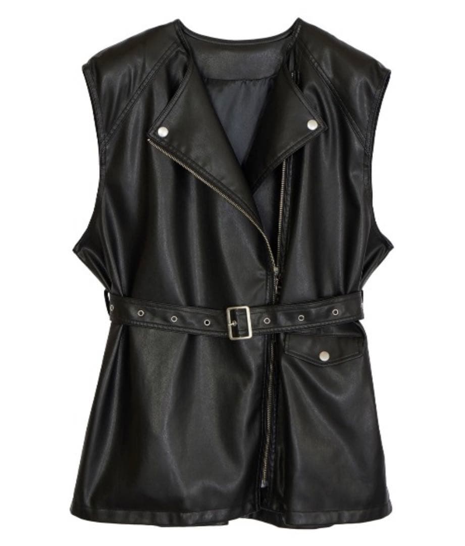 ジャケット・アウター Ameri RIDERS FAKE LEATHER VEST JACKET