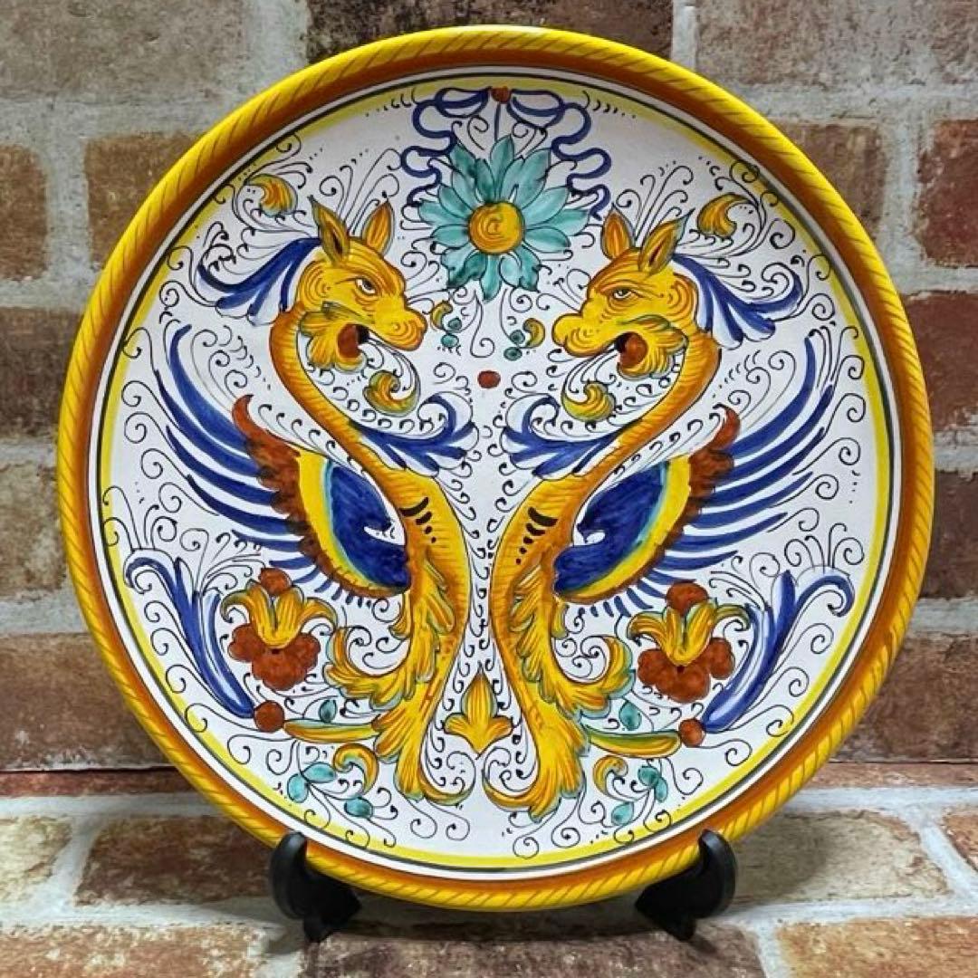 イタリア製 マヨルカ焼き デルータ陶器 飾り皿