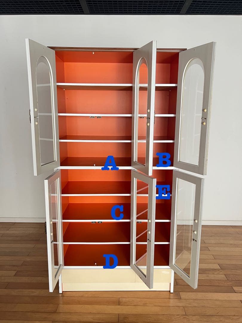 昭和レトロ レトロポップ 食器棚 ガラスキャビネット 木製 キッチン収納 古家具