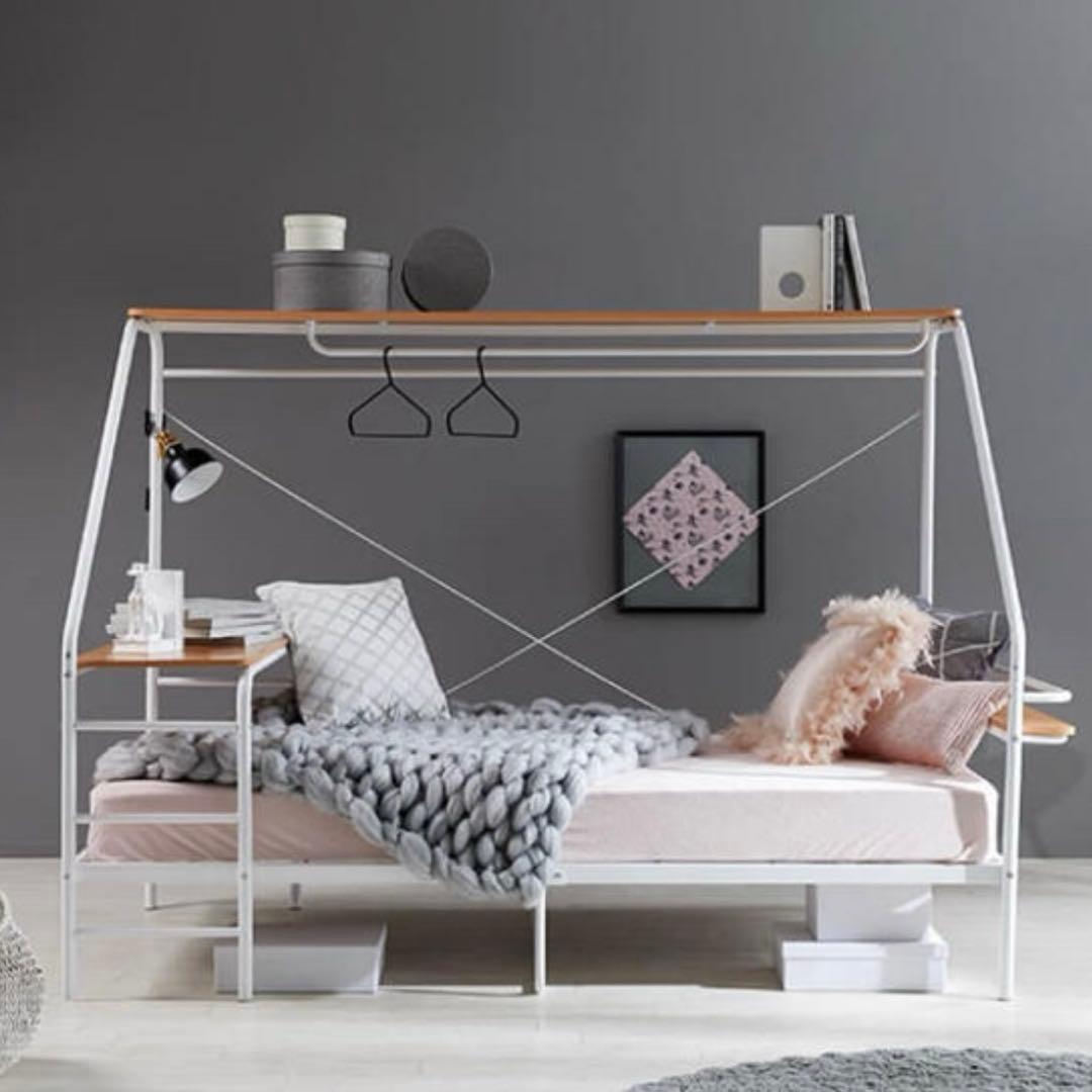 システムベッド　デスク付　充電ポート　ベッドフレーム　巣ごもりベッド　シングル