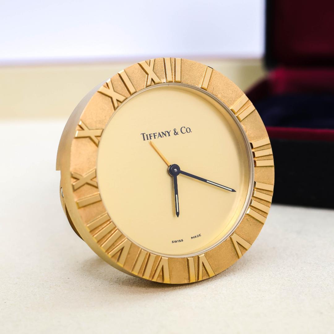稼働 Tiffany 置時計 アトラス ゴールド テーブルクロック 3057