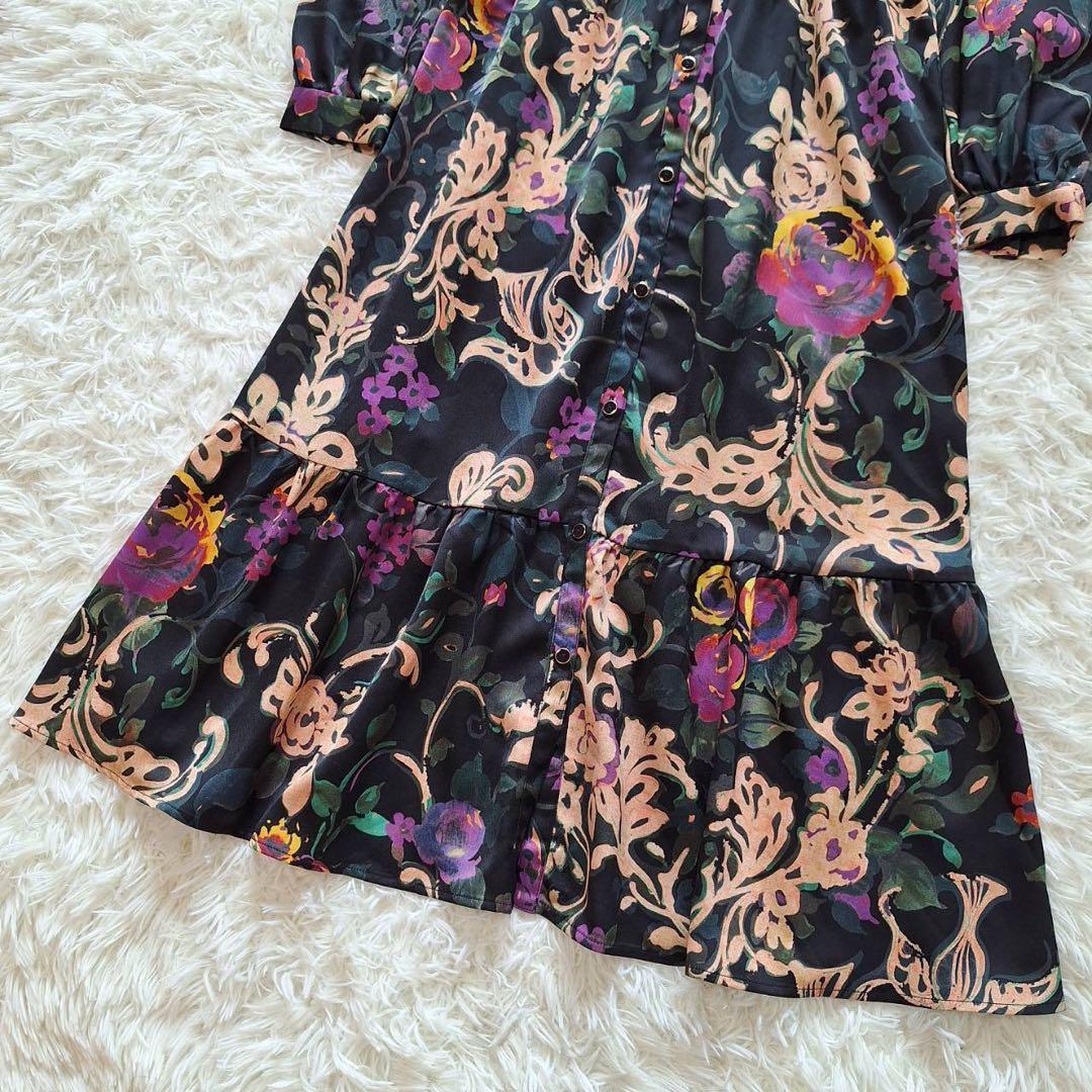 美品✨グレースコンチネンタル ローズオーナメントプリントワンピース 花柄ドレス