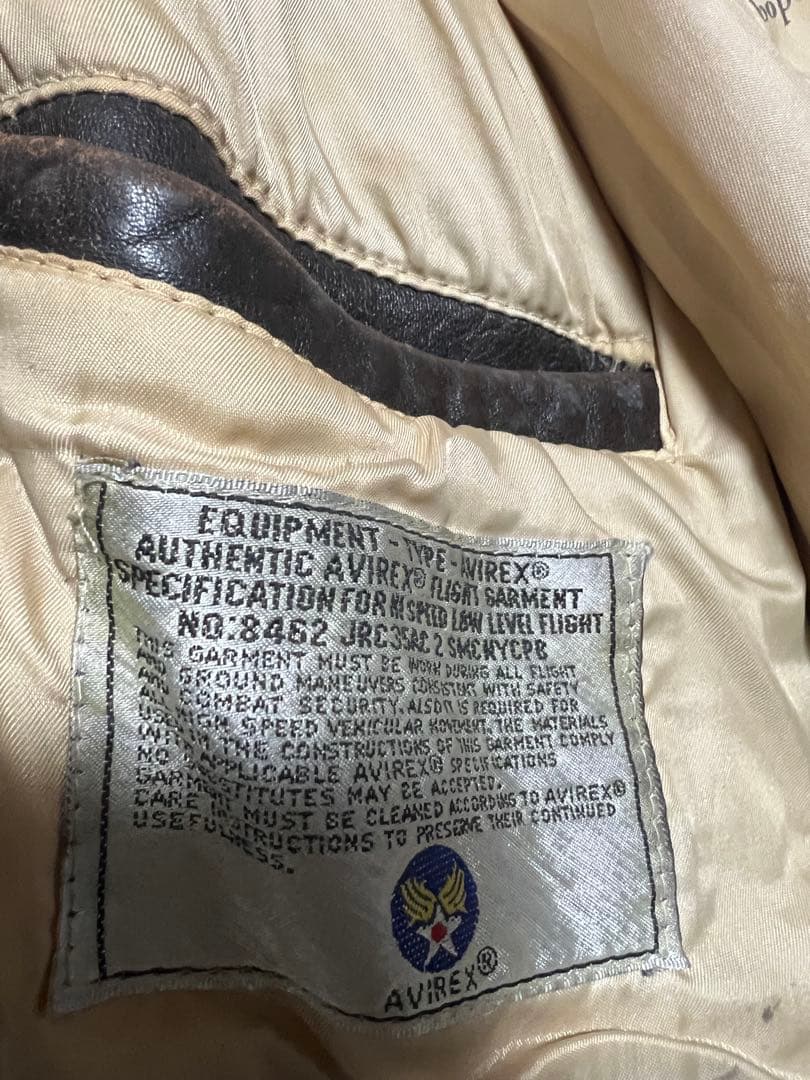 アヴィレックス A-2 フライトジャケット AVIREX シボ革 胸タグ 希少