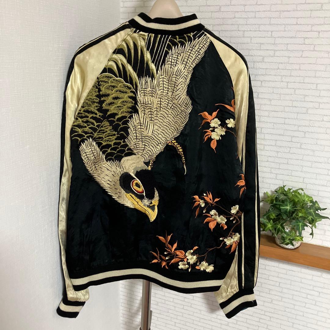 百花繚乱　スカジャン　リバーシブル　レーヨン　もみじ　紅葉　鷹　鷲