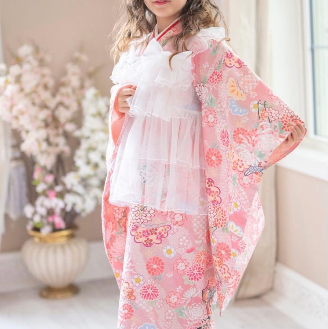 キャサリンコテージ チュールフリルエプロン 着物ワンピース 被布 七五三