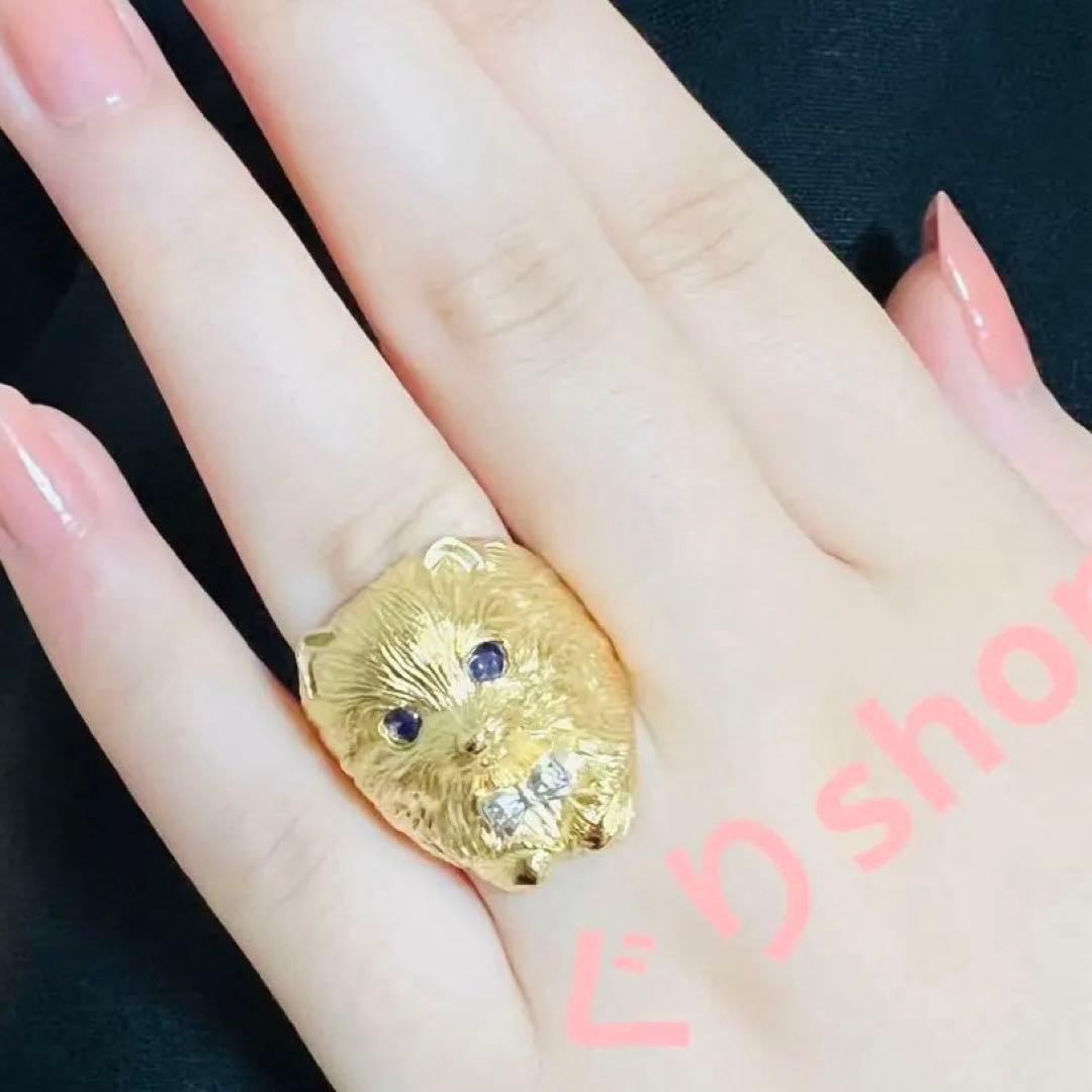 k18 犬 モチーフ リング