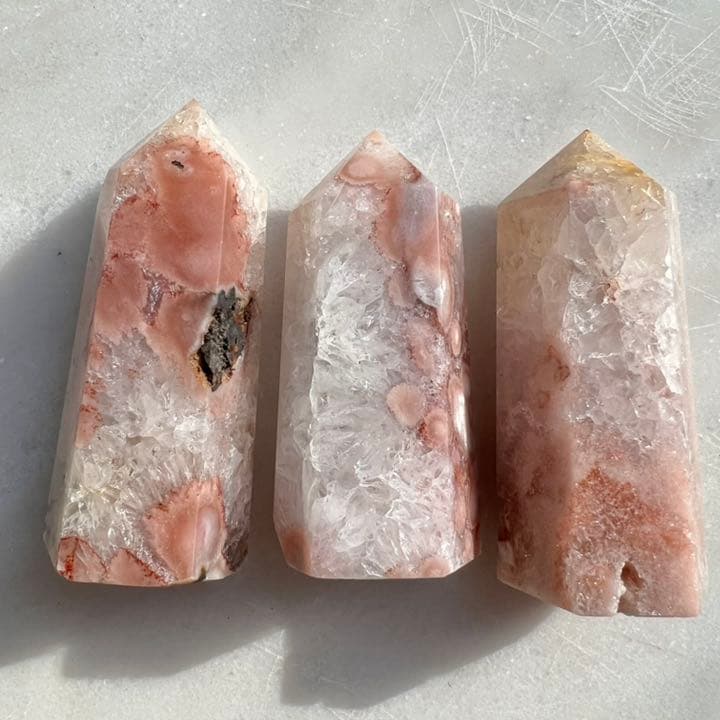 クリアピンクアメジストフラワーアゲート 3P