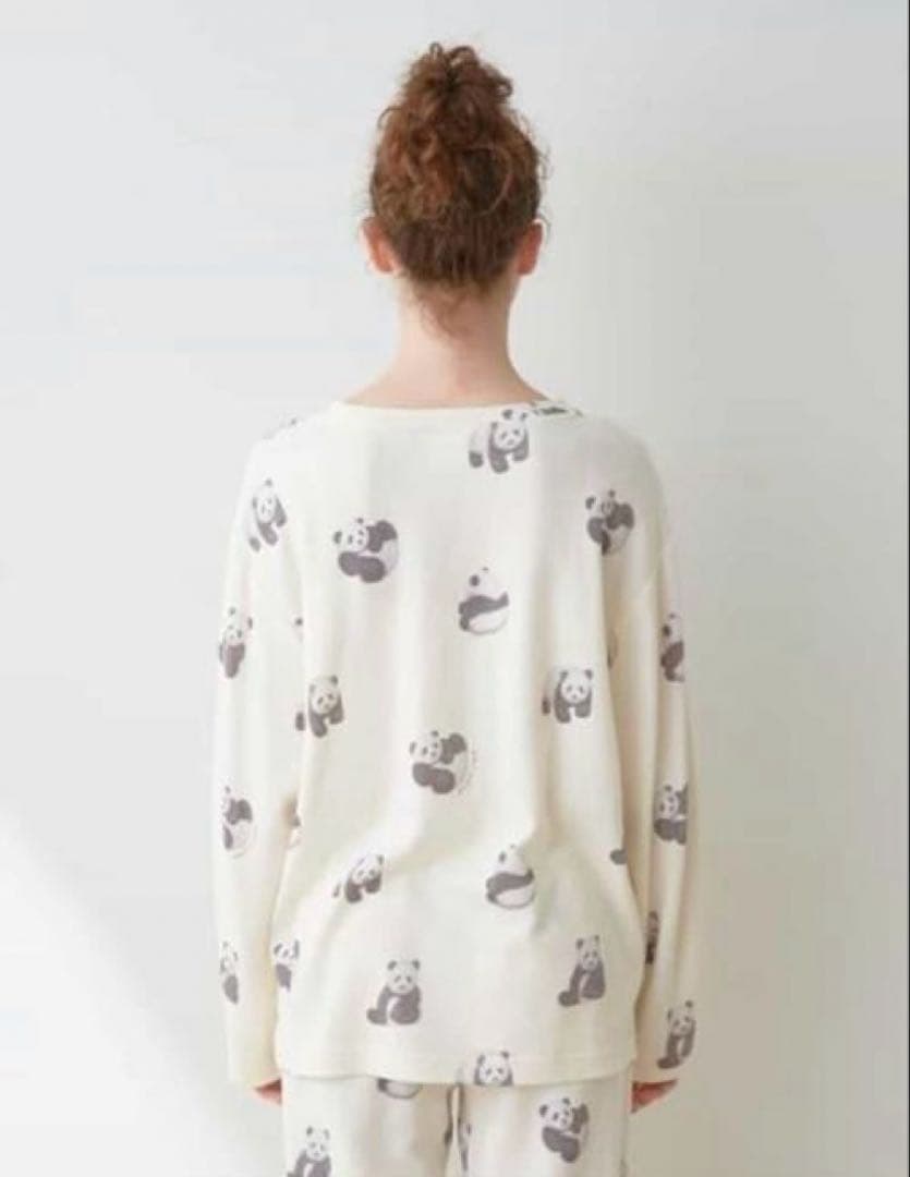 【新品タグ付き】ジェラートピケ　パンダ総柄プルオーバーロングパンツ上下セット