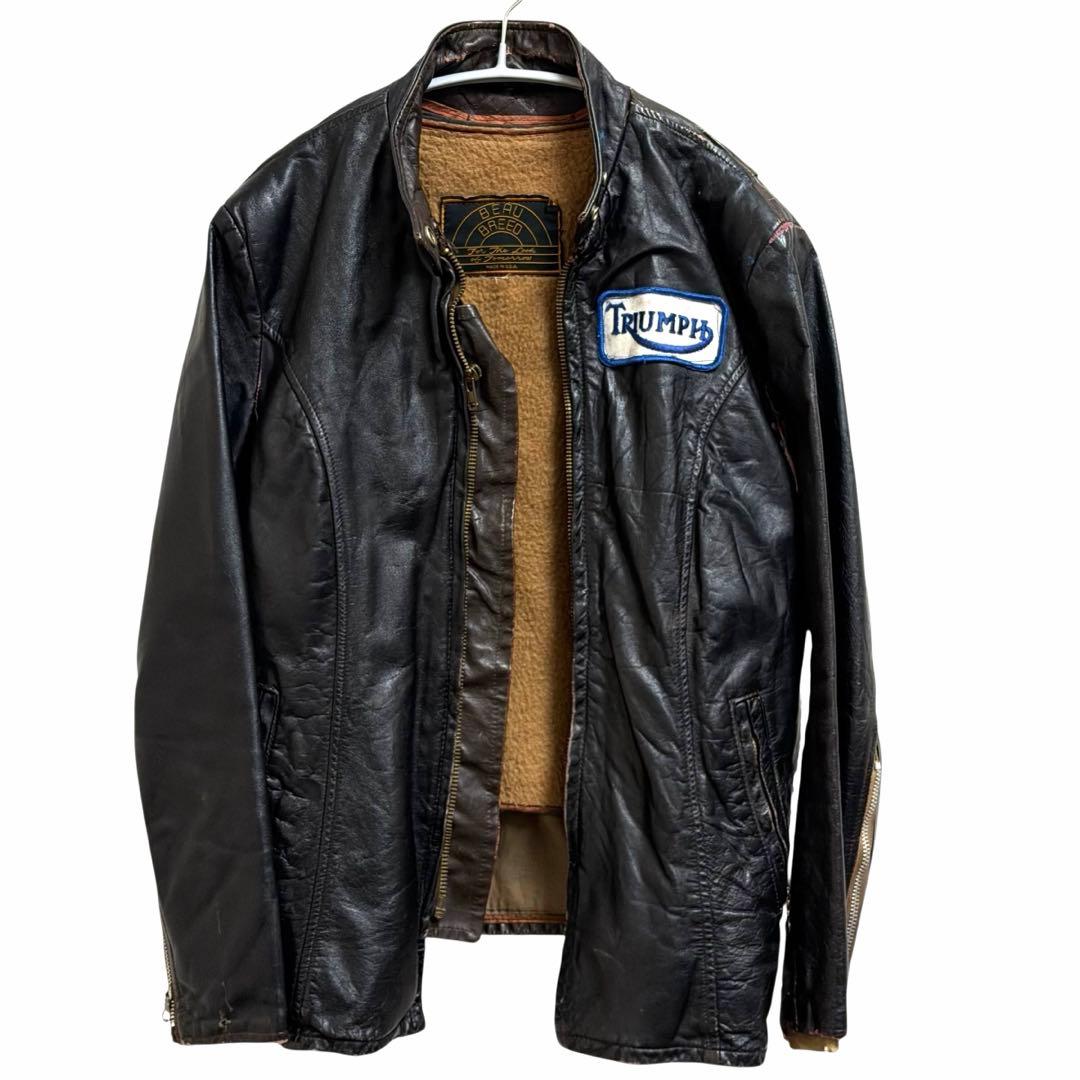 m*m様 50s 60s ビュー ブレッド ブラウン レザー ライダースジャケッ