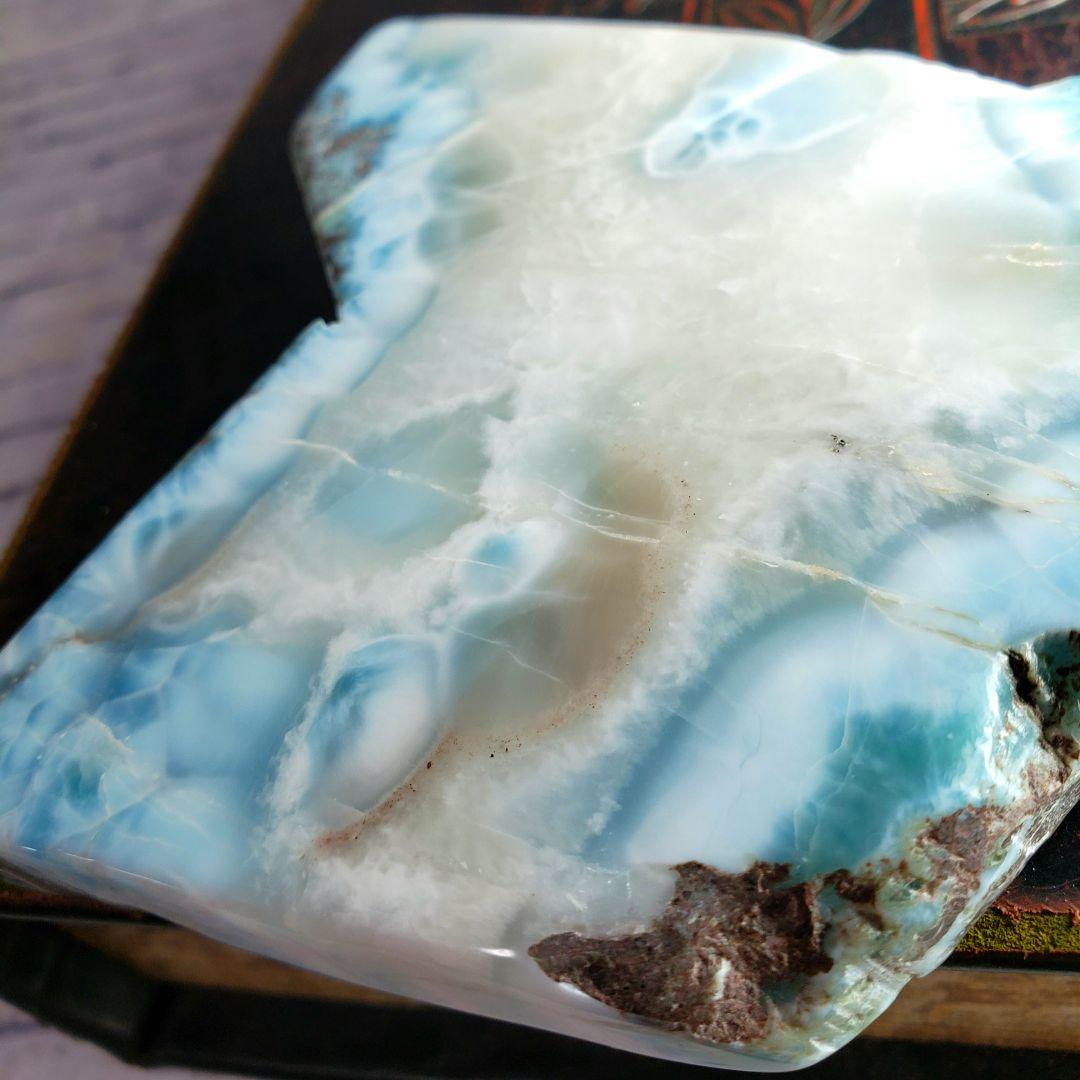 【高品質】ピンク入り！ラリマースライス 原石 プレート