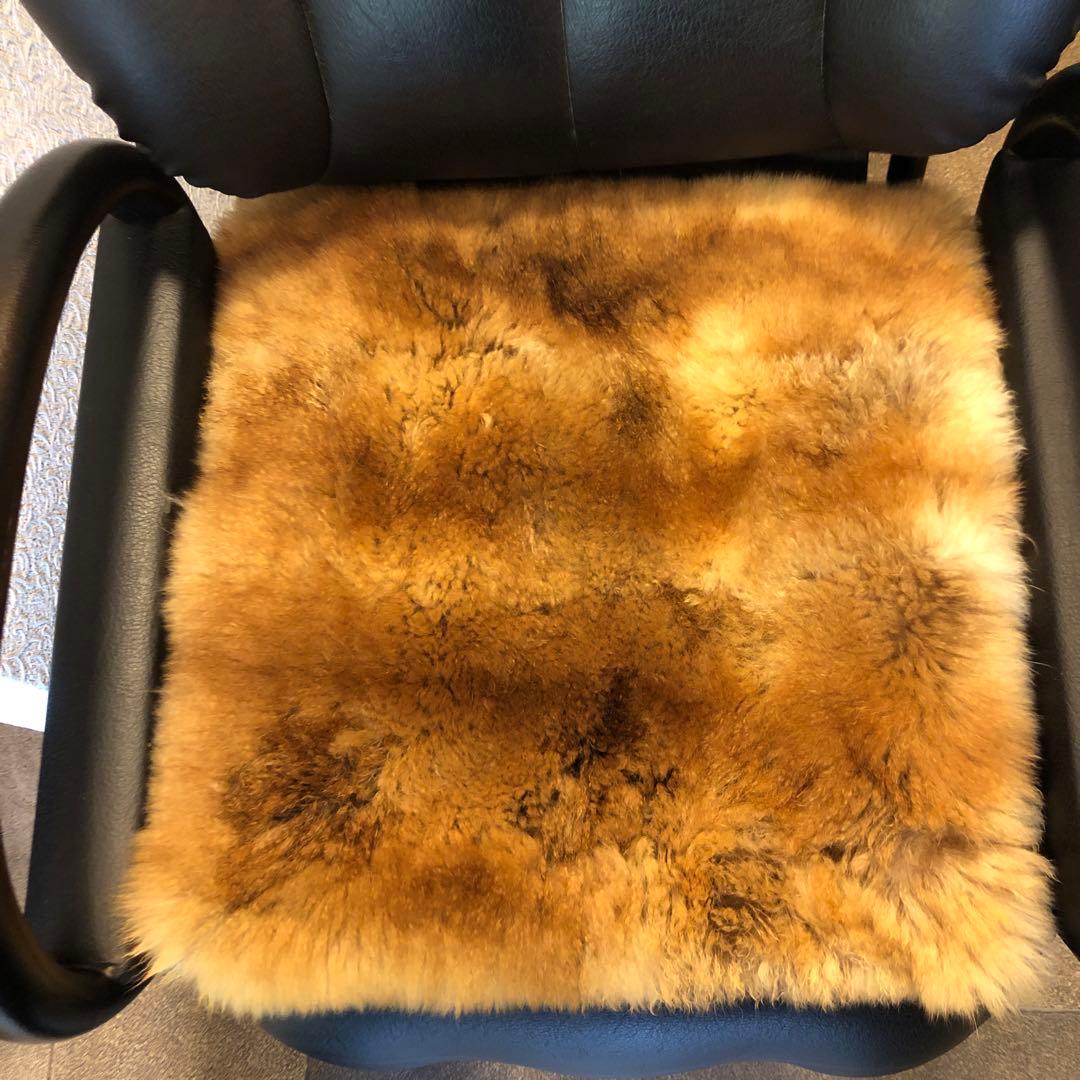 本物毛皮座布団.クッション 約40cm x 40cm