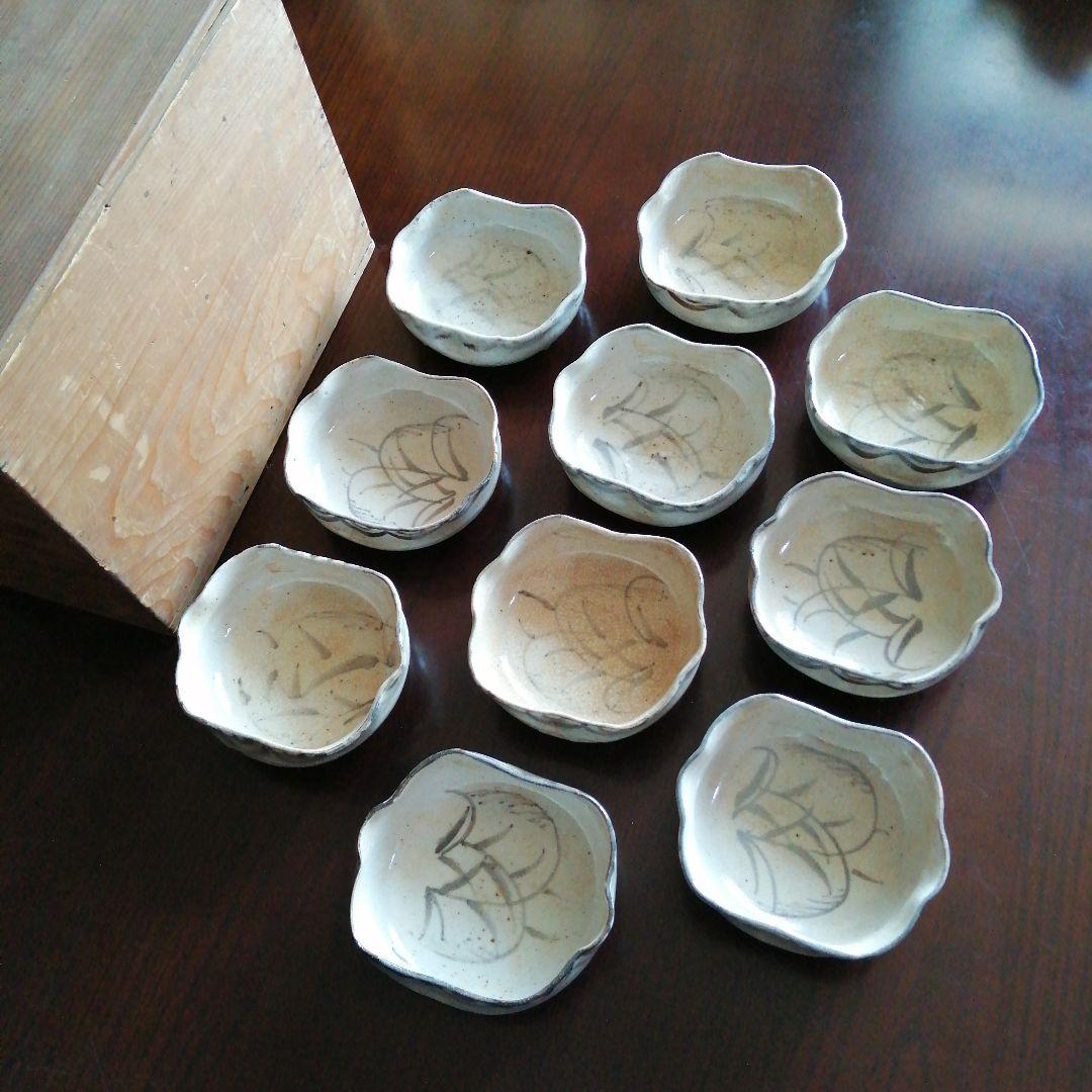 瀬戸焼　加藤作助　志野向付　10客　12.5cm　大正〜昭和初期